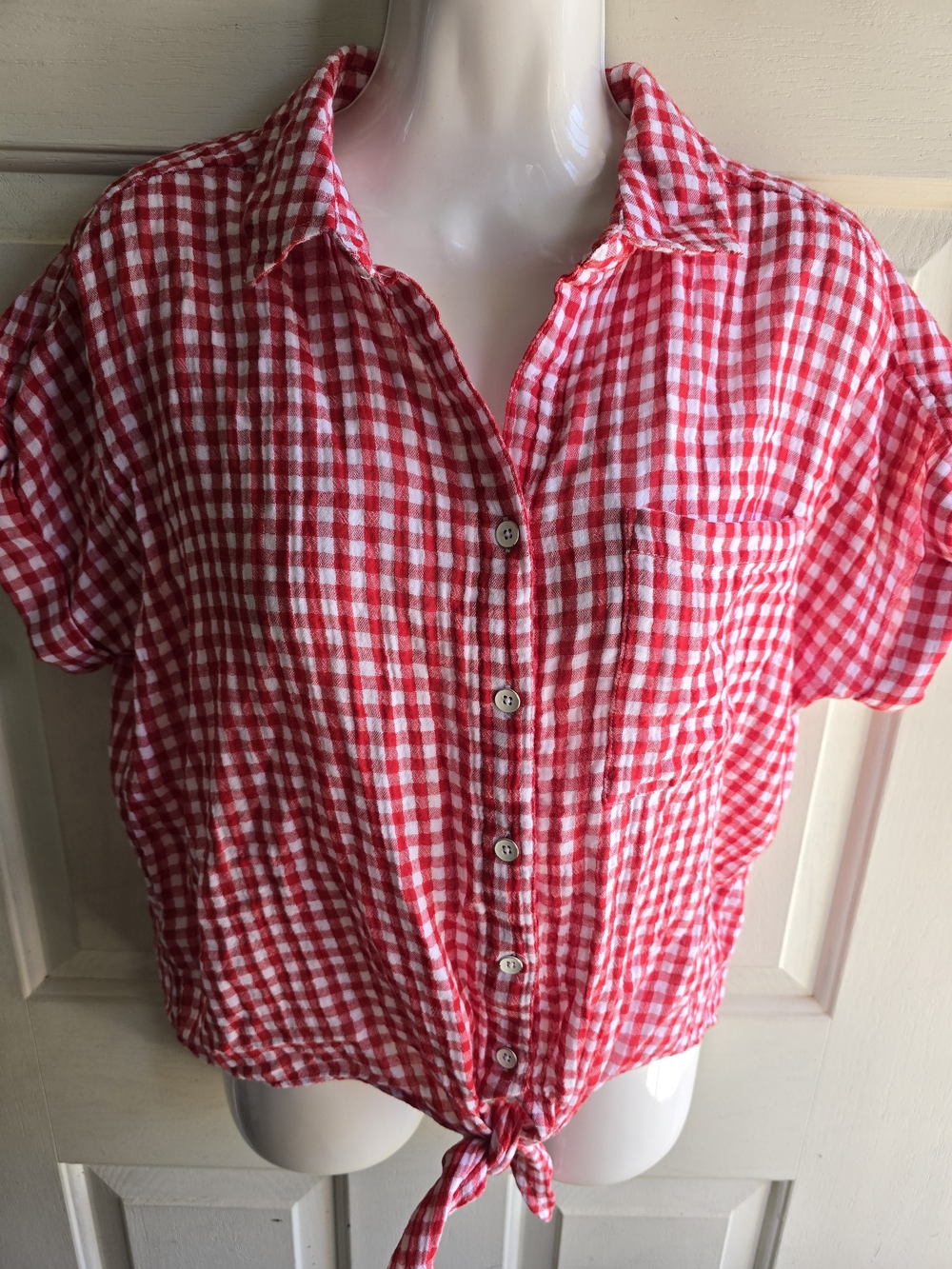 beachlunchlounge Red and White Gingham Summer Top